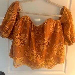 Orange and yellow lace top